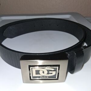 Dolce & Gabbana Black Leather Belt with Silver Buckle